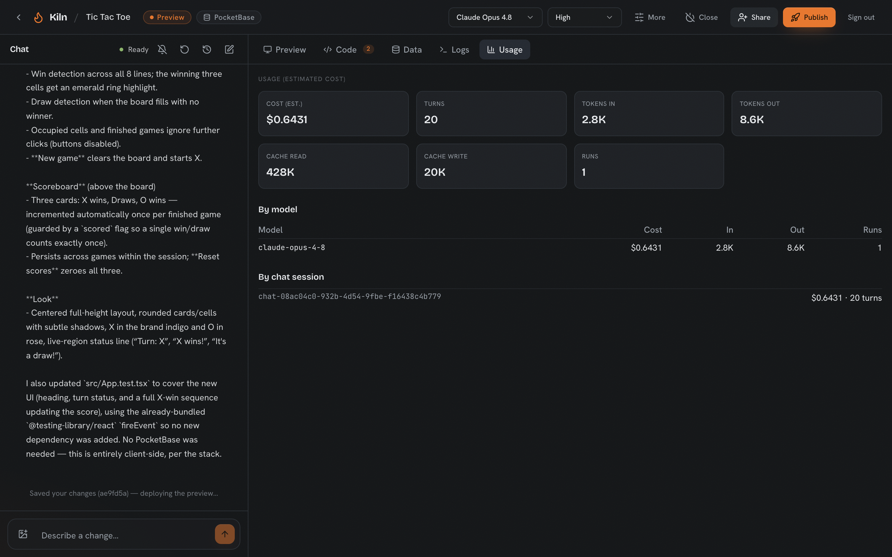 Per-project usage: estimated cost, tokens, cache hits, and a breakdown by model. Quotas sit on top of this.