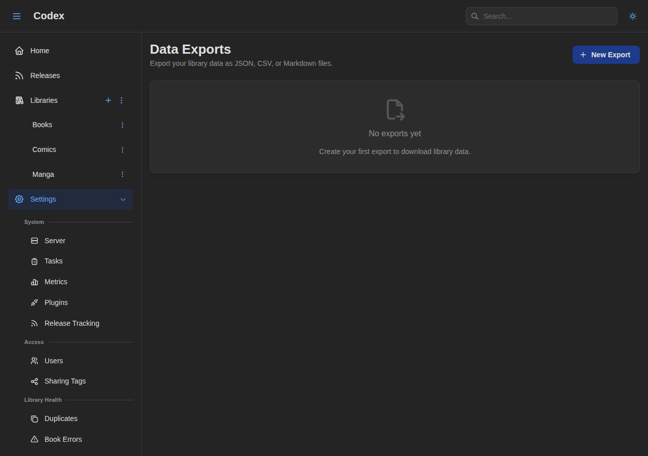Configuring an export with field selection and library filtering